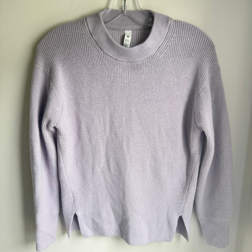 Lululemon Merino Wool Blend Ribbed Crewneck Sweater Sz 2 Lavender Purple